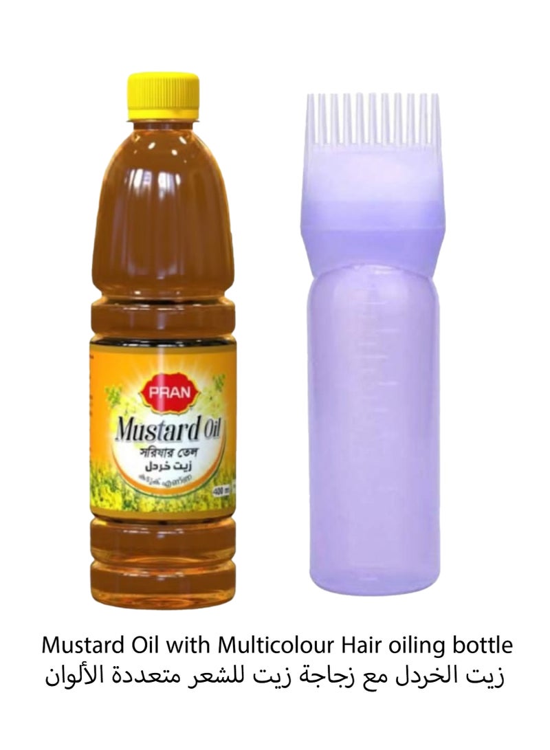 بران زيت الخردل الطبيعي للشعر 400 مل مع زجاجة مشط التزييت - Image 1